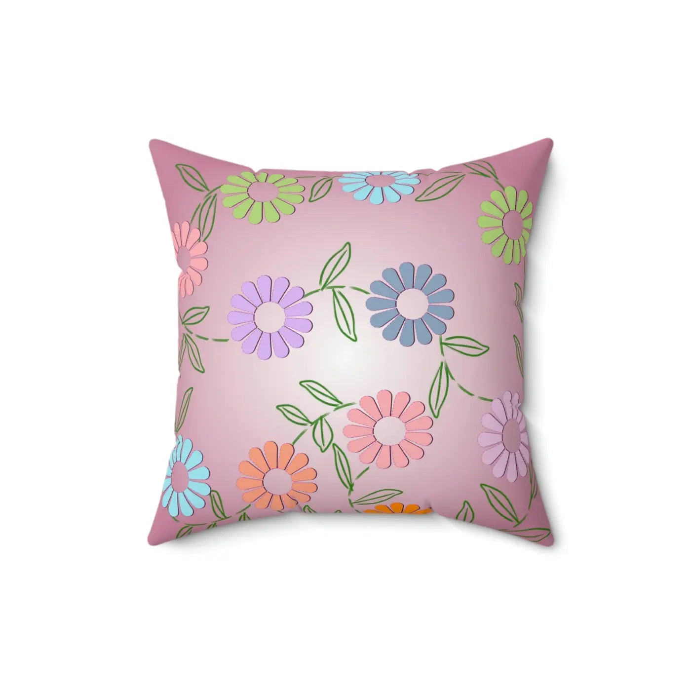 Colorful Flowers Polyester Square Pillow - Vibrant Home Decor - DipaliZ