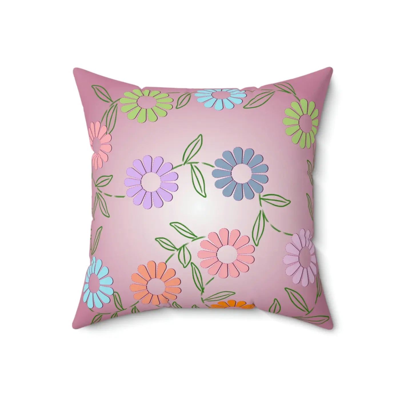 Colorful Flowers Polyester Square Pillow - Vibrant Home Decor - DipaliZ