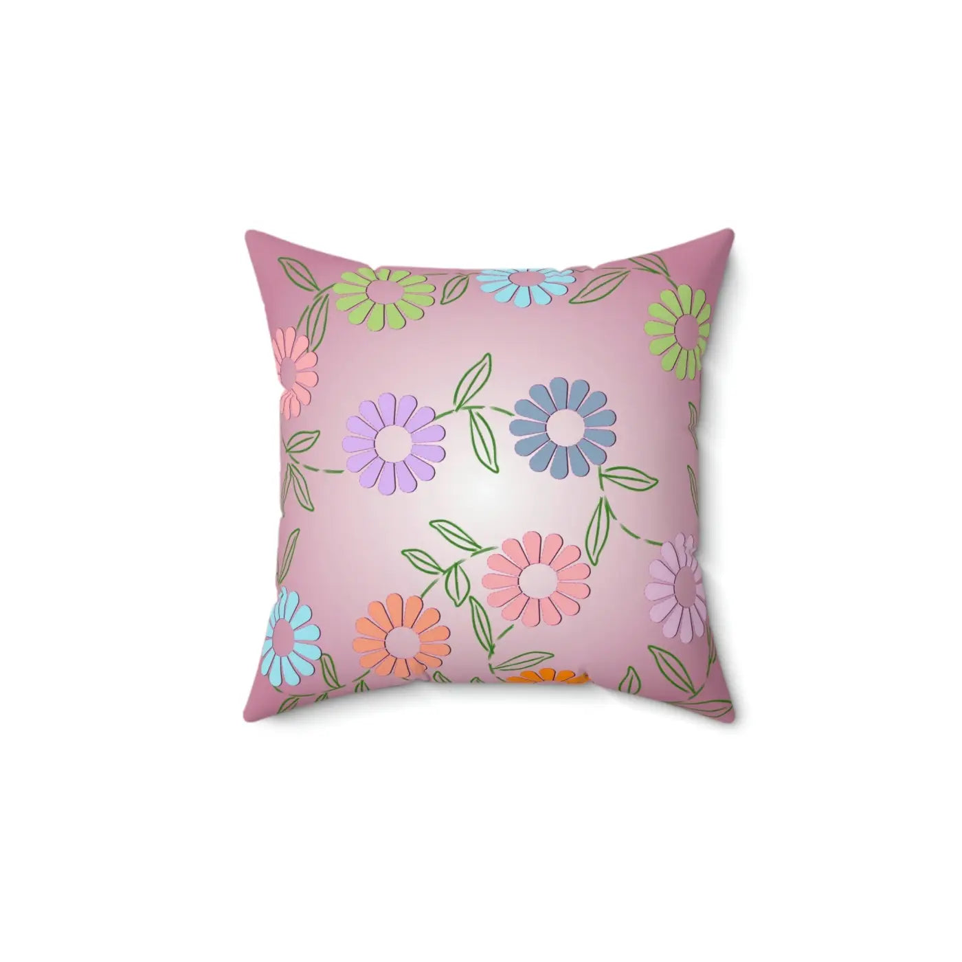 Colorful Flowers Polyester Square Pillow - Vibrant Home Decor - DipaliZ
