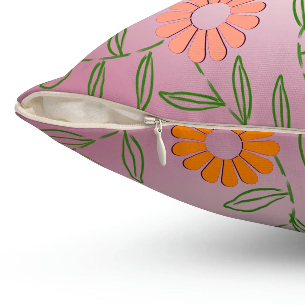 Colorful Flowers Polyester Square Pillow - Vibrant Home Decor - DipaliZ