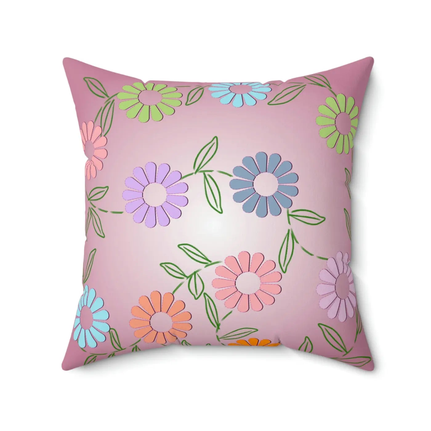 Colorful Flowers Polyester Square Pillow - Vibrant Home Decor - DipaliZ