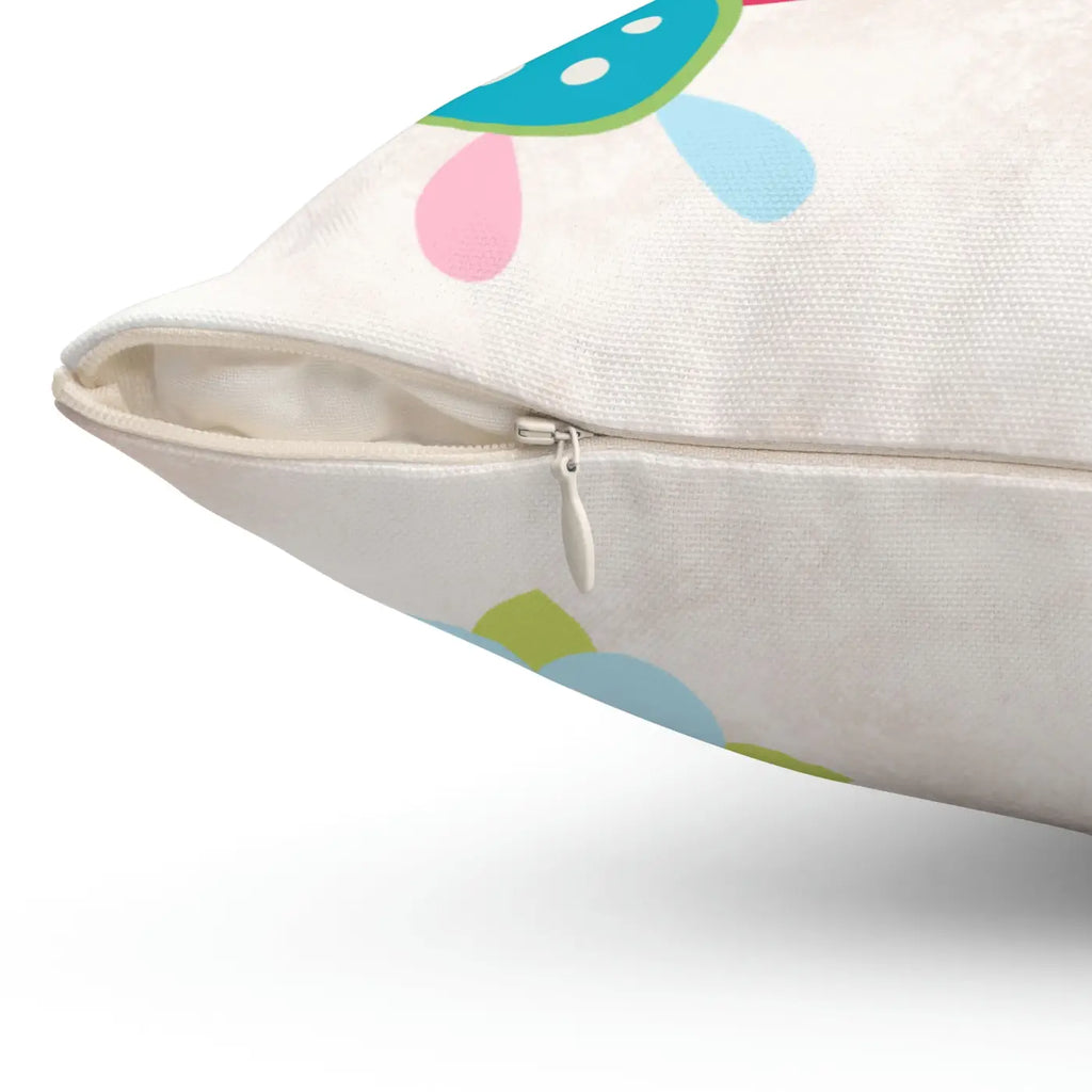 Floral Throw Pillow - Colorful Flowers Polyester Square - DipaliZ