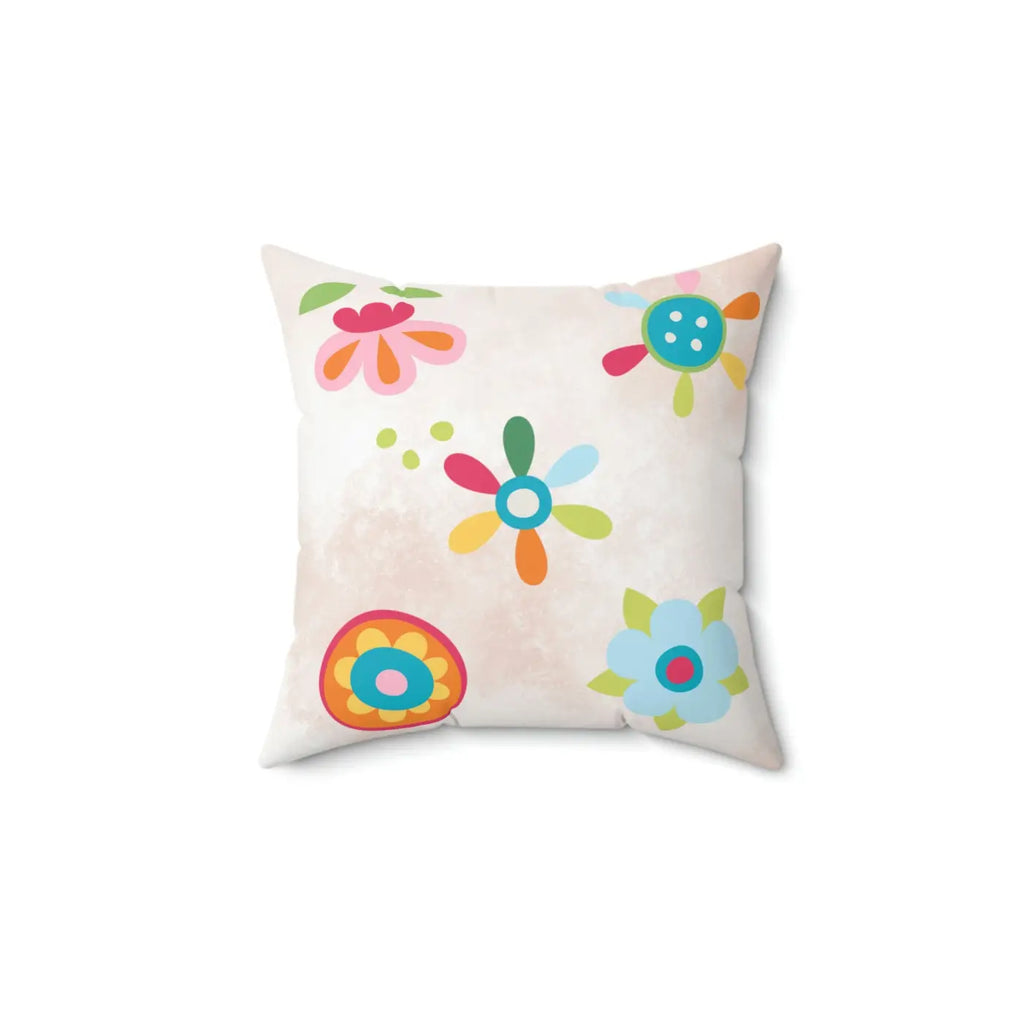 Floral Throw Pillow - Colorful Flowers Polyester Square - DipaliZ