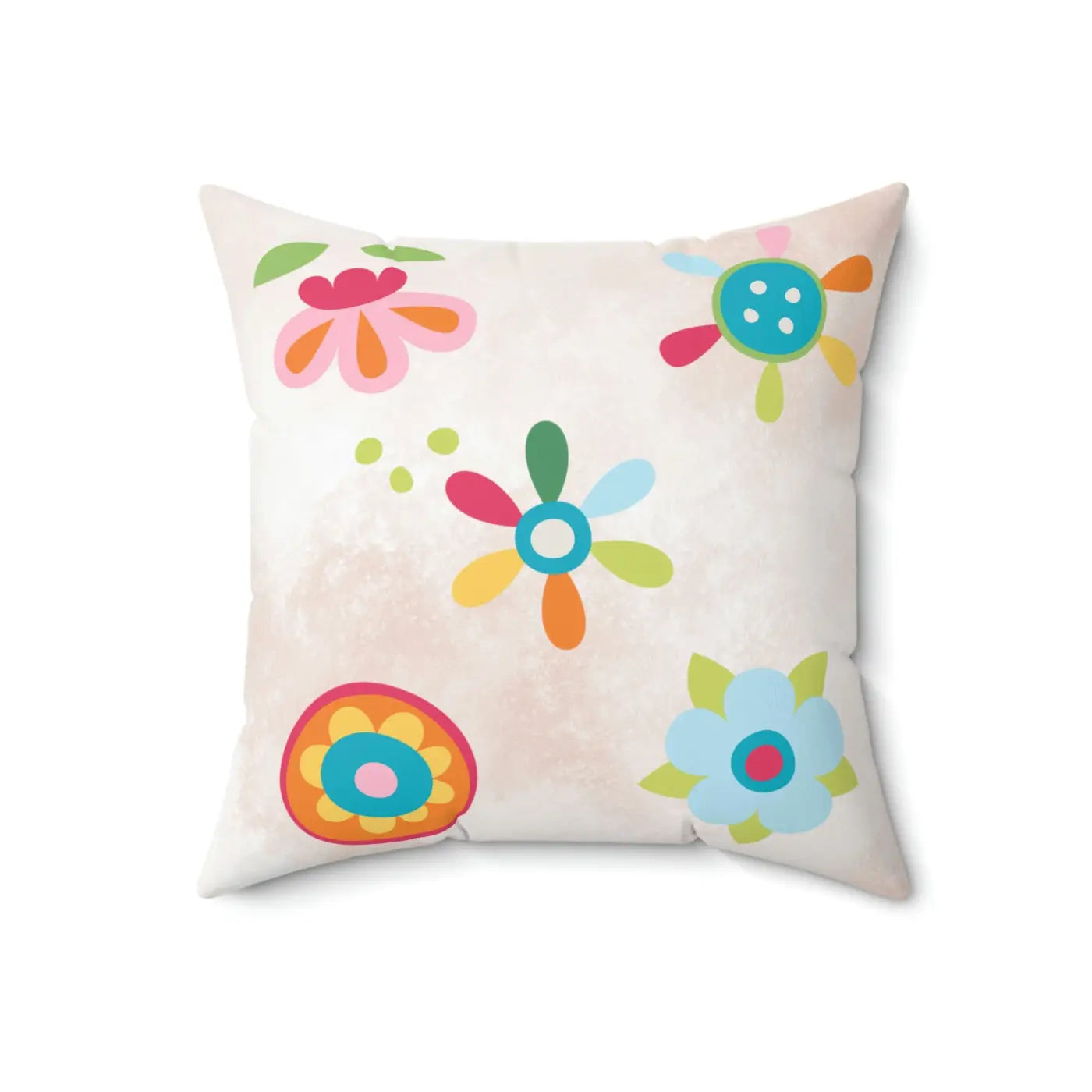 Floral Throw Pillow - Colorful Flowers Polyester Square - DipaliZ