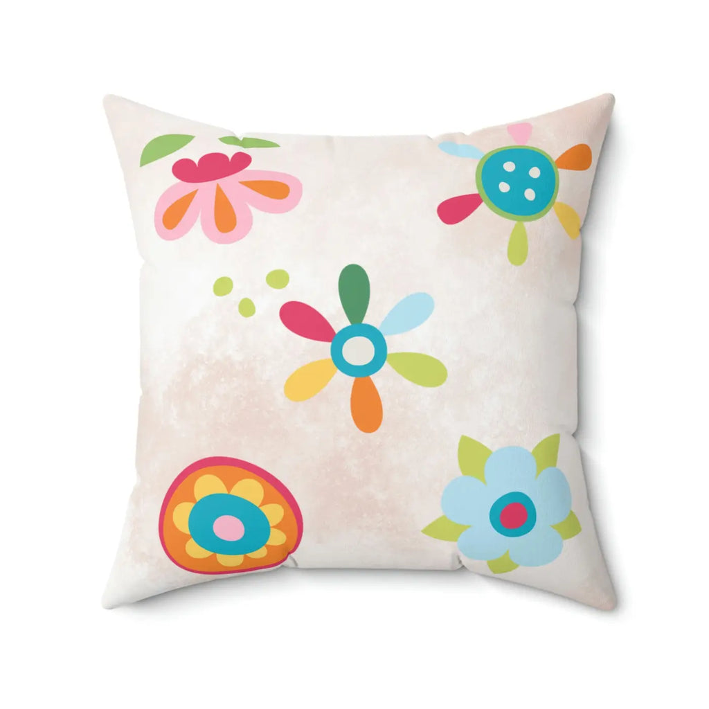 Floral Throw Pillow - Colorful Flowers Polyester Square - DipaliZ