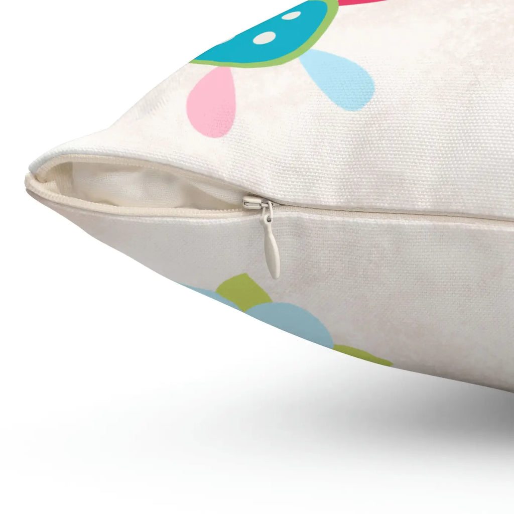 Floral Throw Pillow - Colorful Flowers Polyester Square - DipaliZ