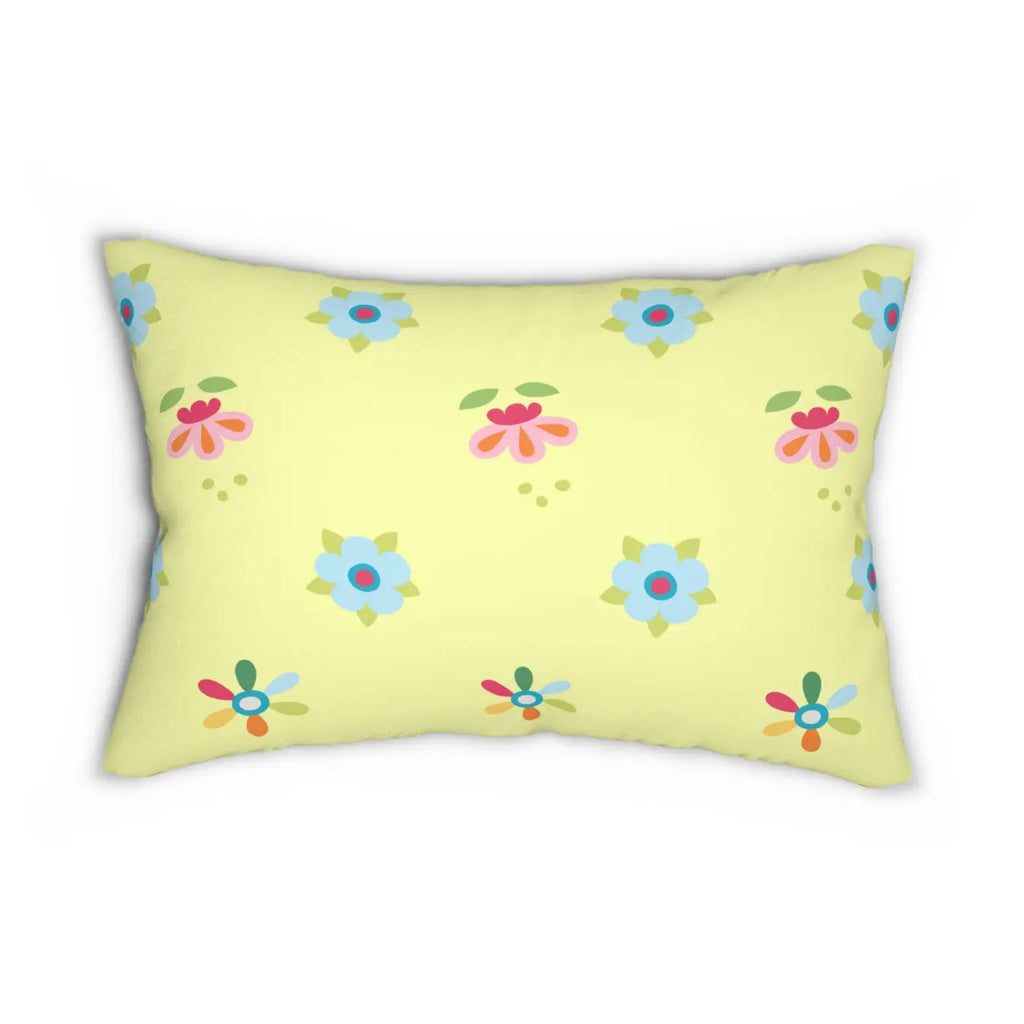 Floral Spun Polyester Lumbar Pillow - Yellow Garden Design - DipaliZ
