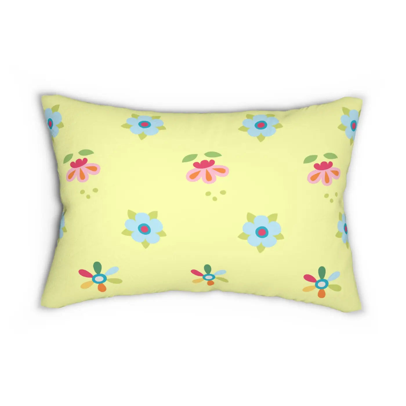 Floral Spun Polyester Lumbar Pillow - Yellow Garden Design - DipaliZ