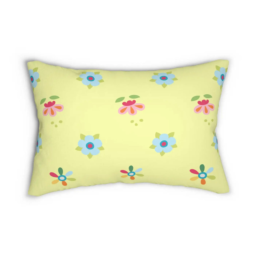 Floral Spun Polyester Lumbar Pillow - Yellow Garden Design - DipaliZ