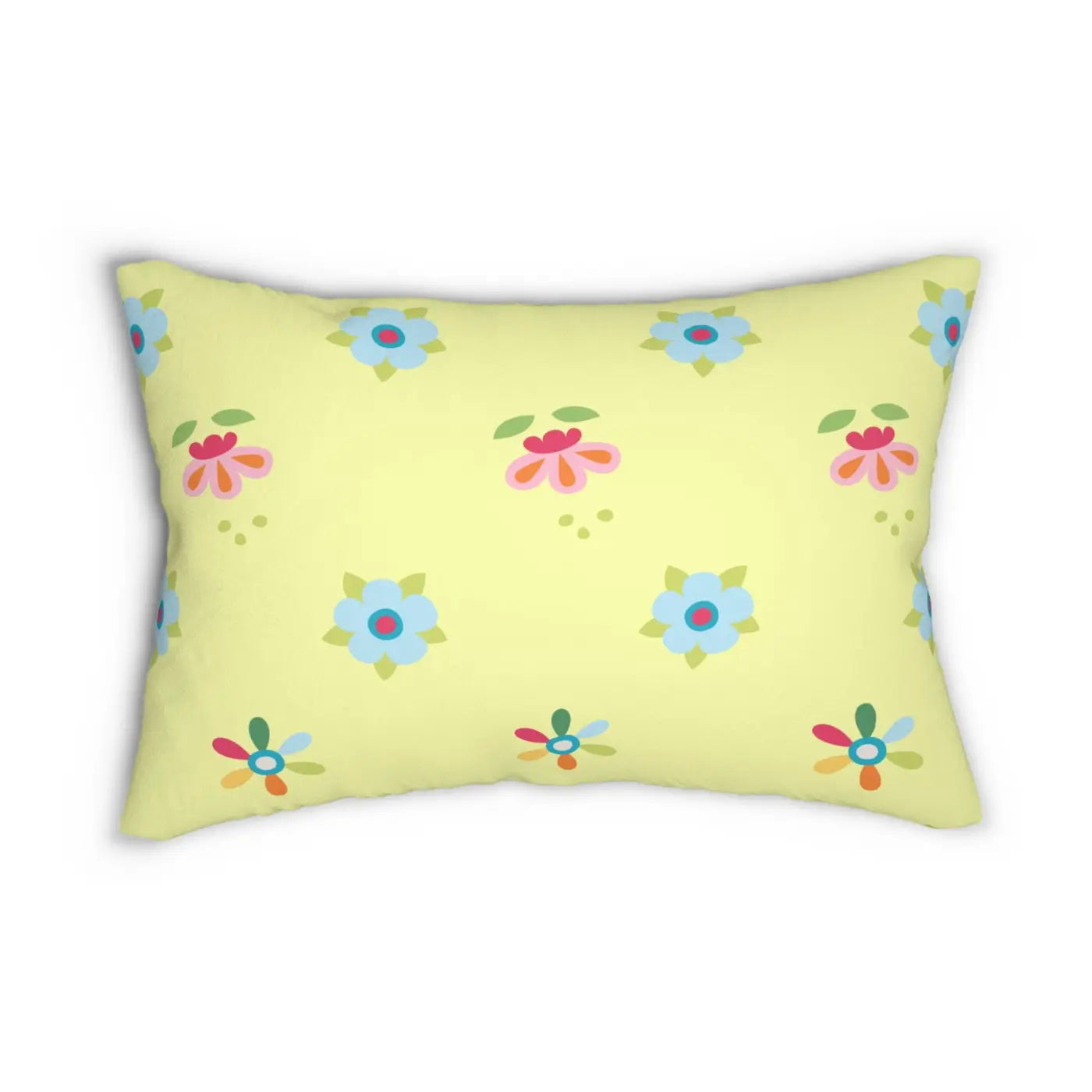 Floral Spun Polyester Lumbar Pillow - Yellow Garden Design - DipaliZ