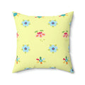 Yellow Throw Pillow - Colorful Flowers Polyester Square - DipaliZ