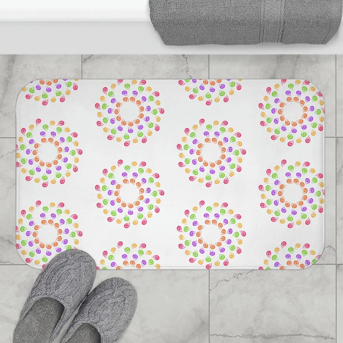 Colorful Geometric Bath Mat - Bold Bathroom Design - DipaliZ