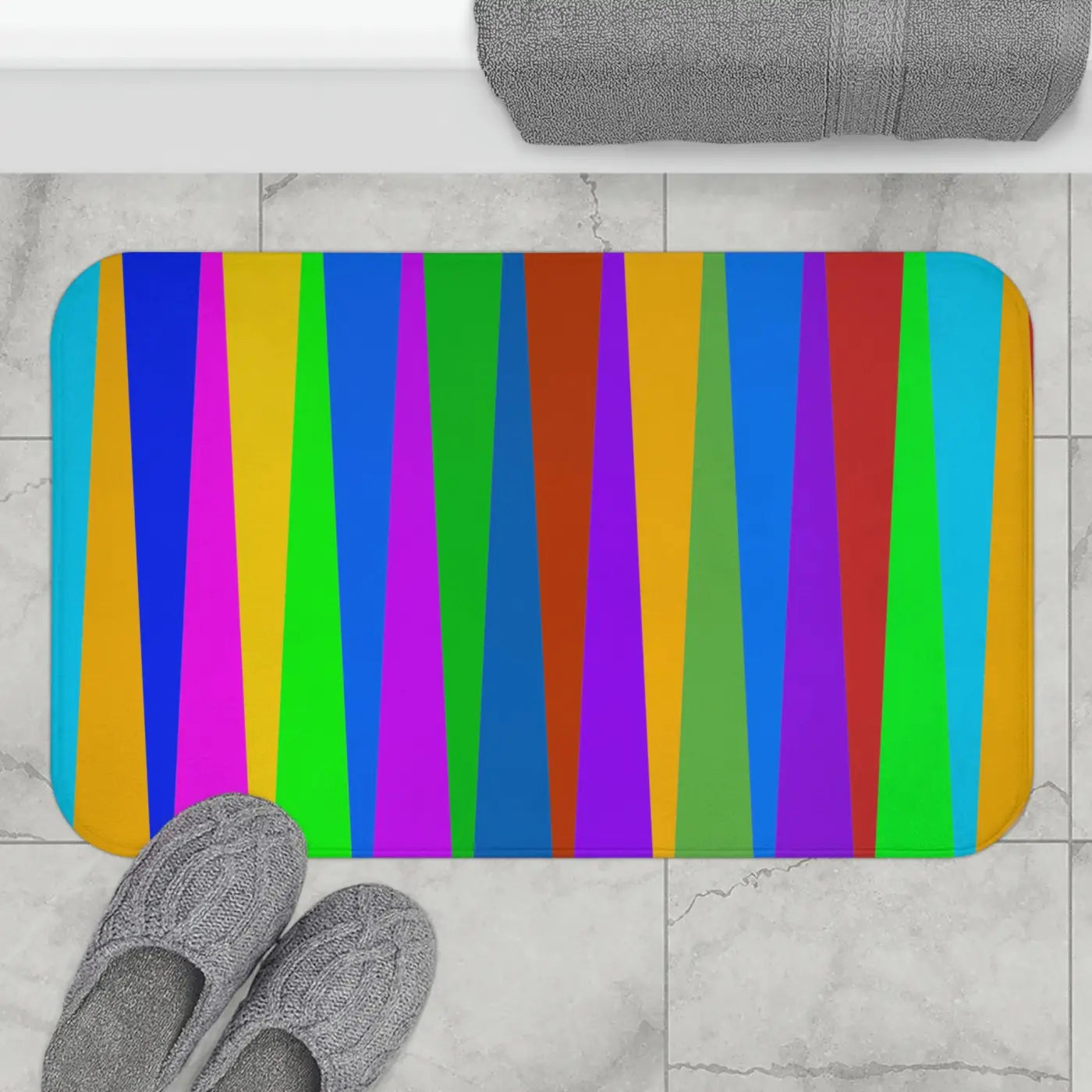 Colorful Stripes Bath Mat - Modern Bathroom Upgrade - DipaliZ