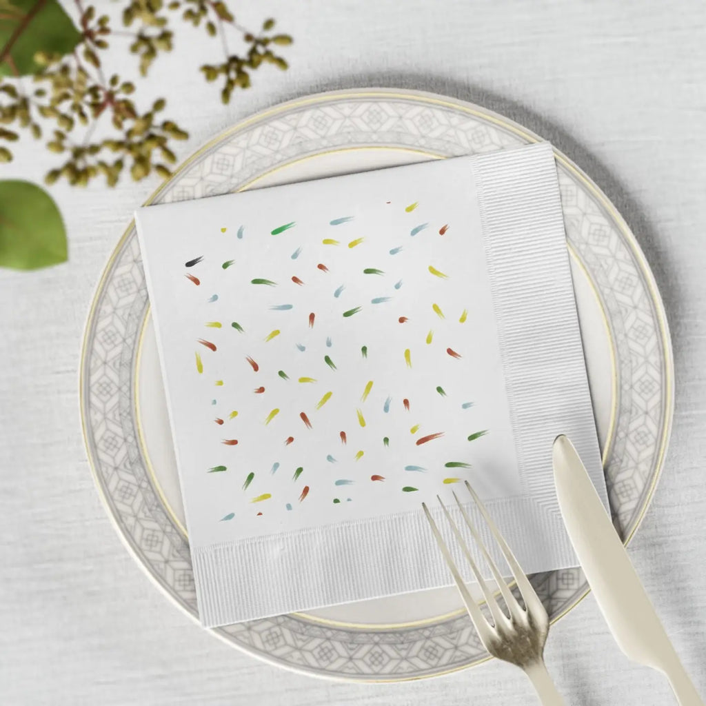 Custom White Coined Napkins - Three Ply Confetti - DipaliZ