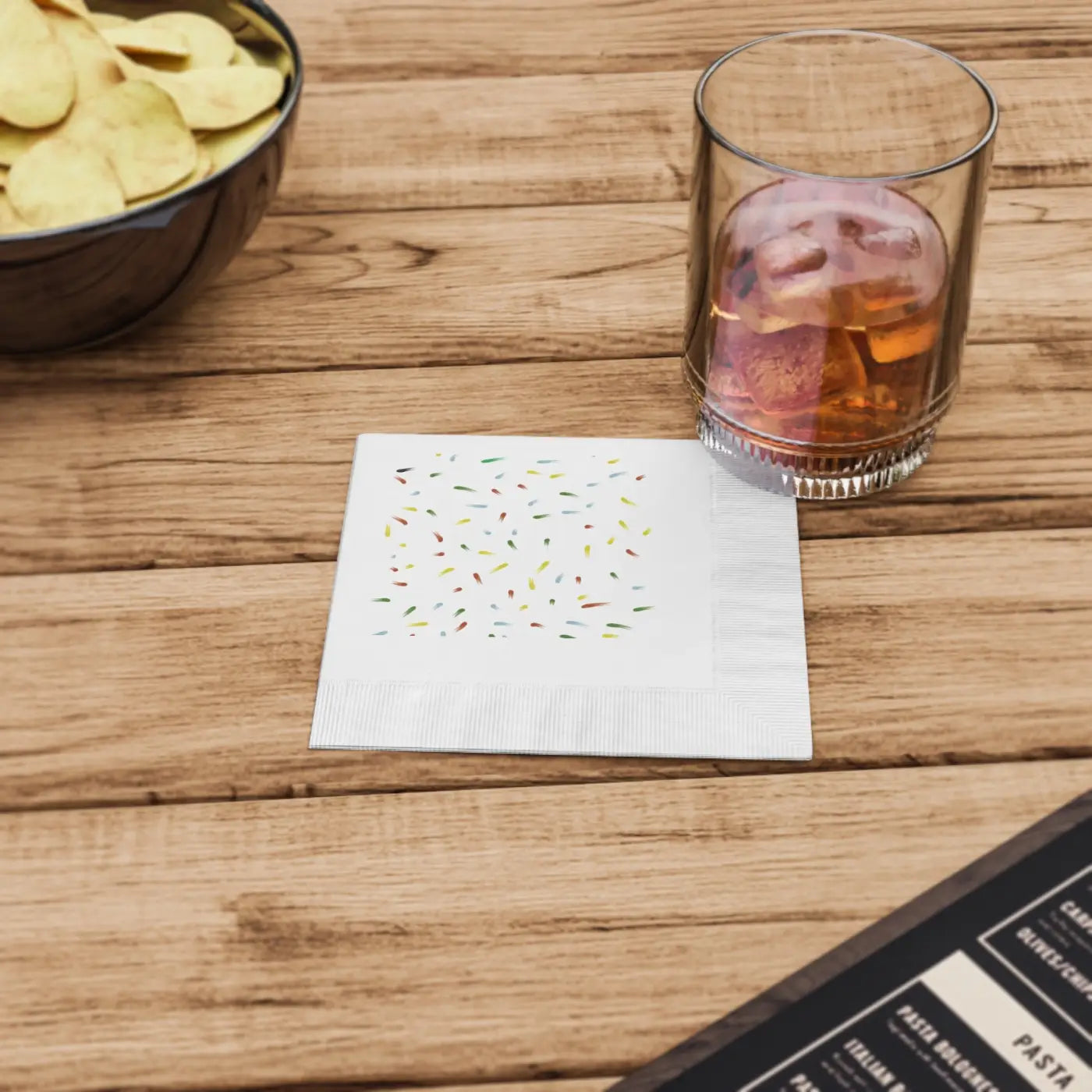 Custom White Coined Napkins - Three Ply Confetti - DipaliZ