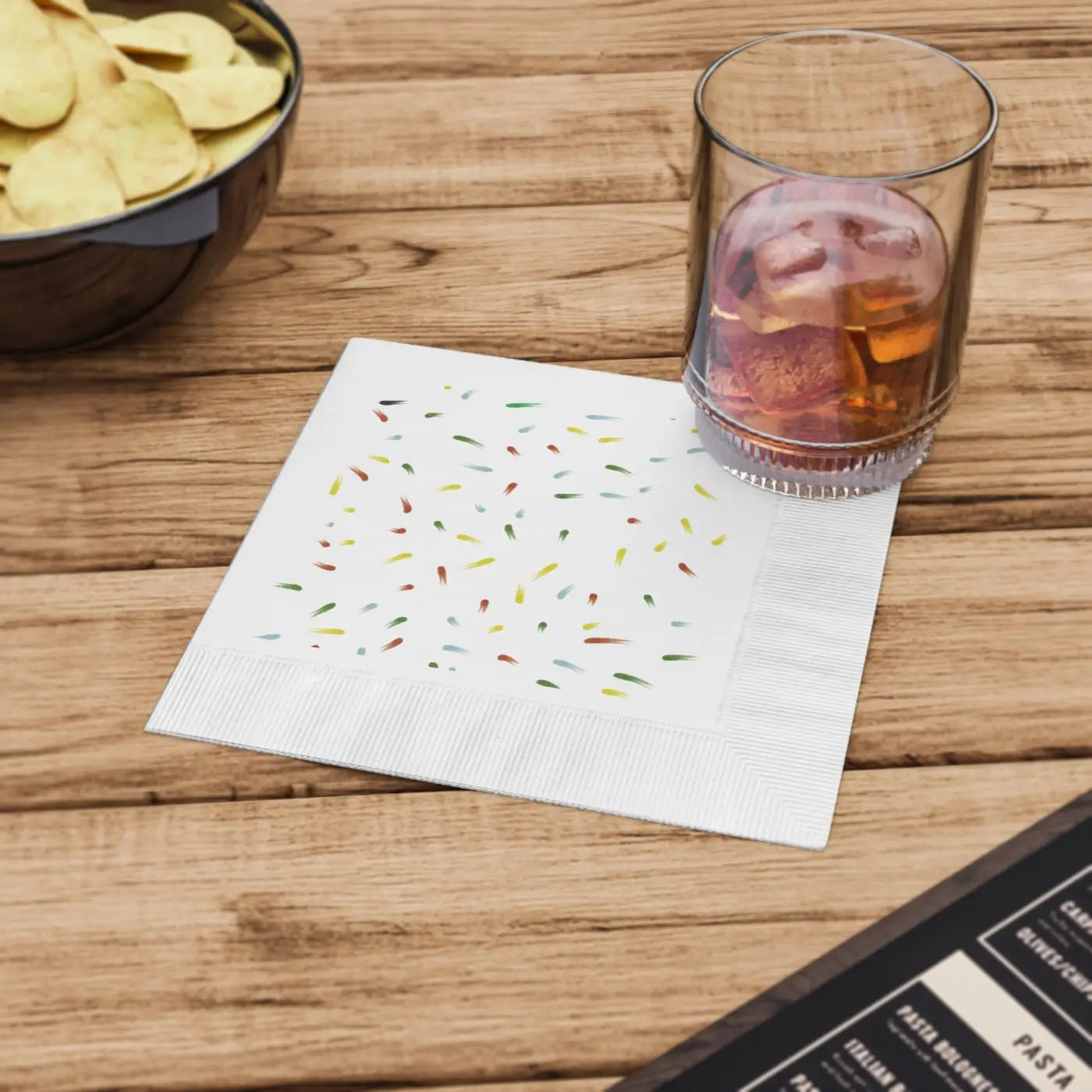 Custom White Coined Napkins - Three Ply Confetti - DipaliZ