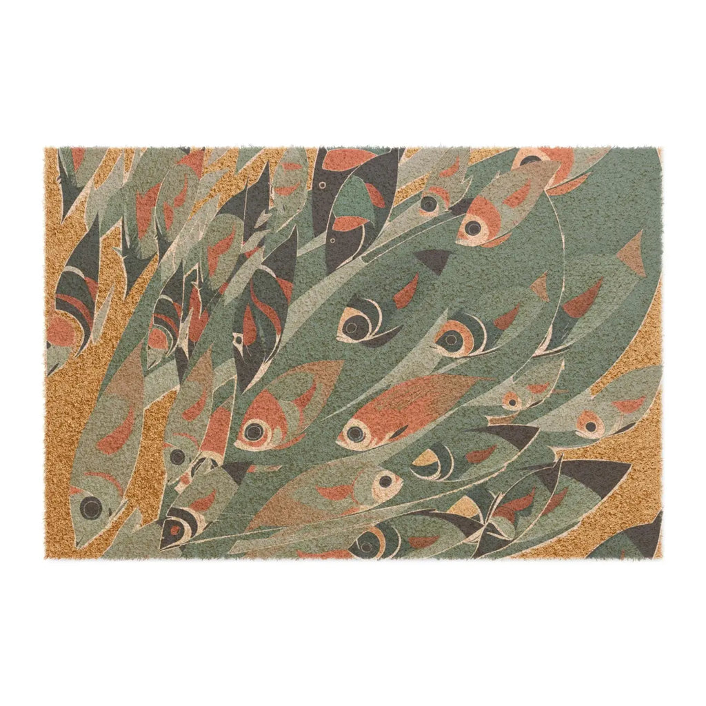 Colorful Fishes Coir Coconut Fiber Doormat - Coastal - DipaliZ