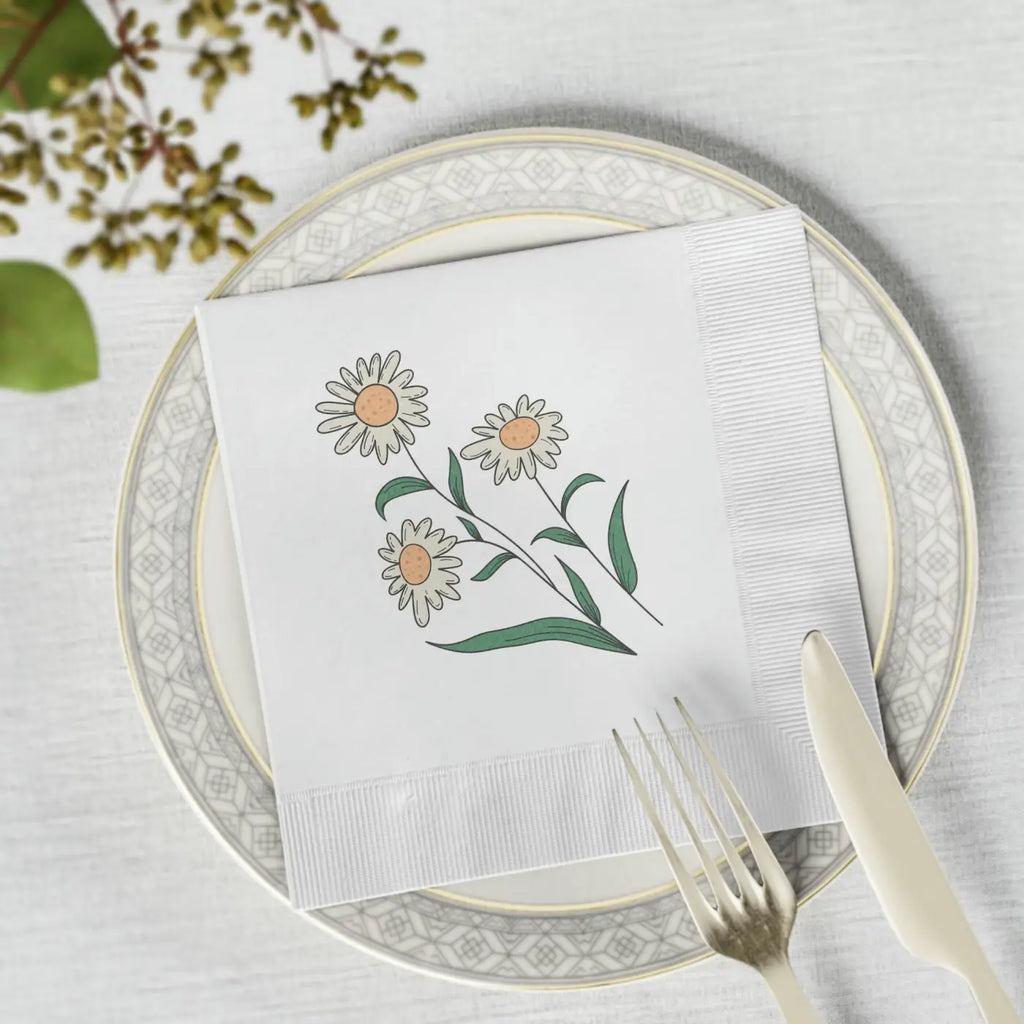 White Coined Napkins - Elegant Party Essential - DipaliZ