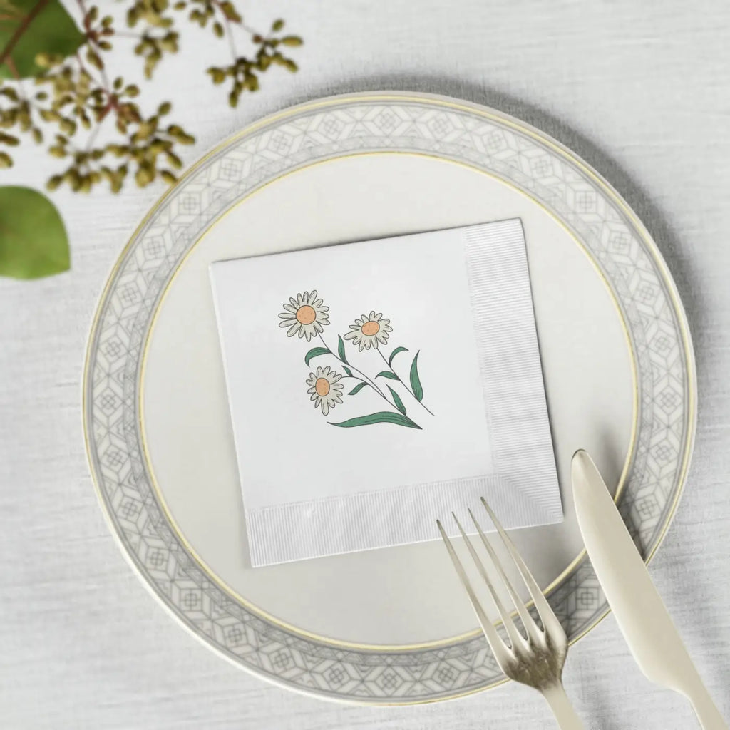 White Coined Napkins - Elegant Party Essential - DipaliZ