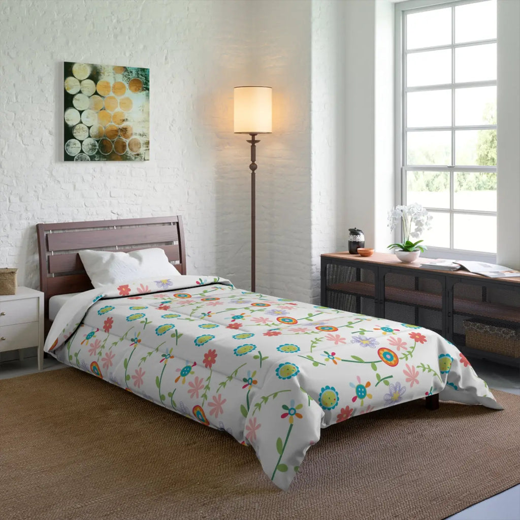 Floral Comforter - Vibrant Flower Design for Cozy Sleep - DipaliZ