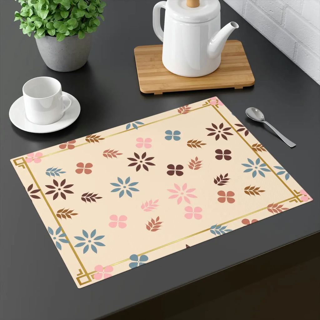 Floral Cotton Placemat - Cream Elegant Dining Decor - DipaliZ
