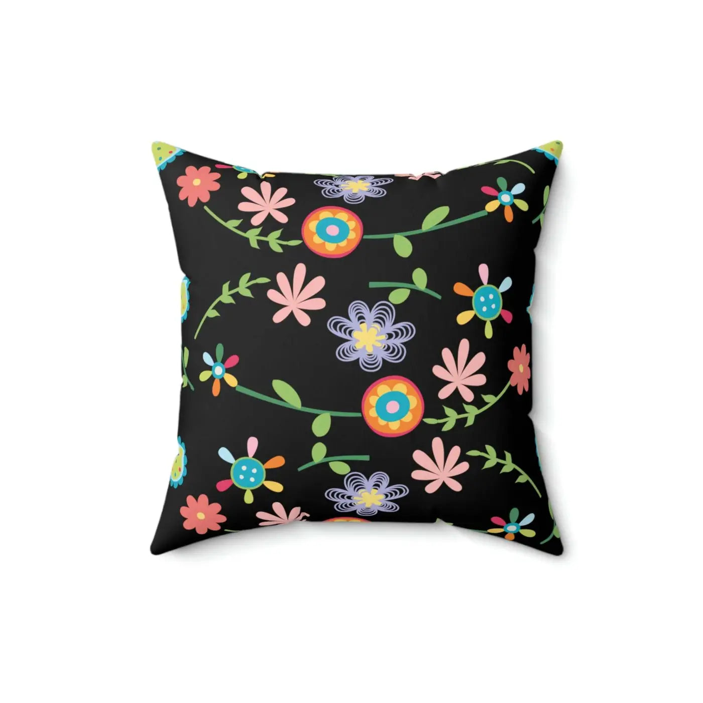 Black Spun Polyester Square Pillow - Bold Comfort Style - DipaliZ