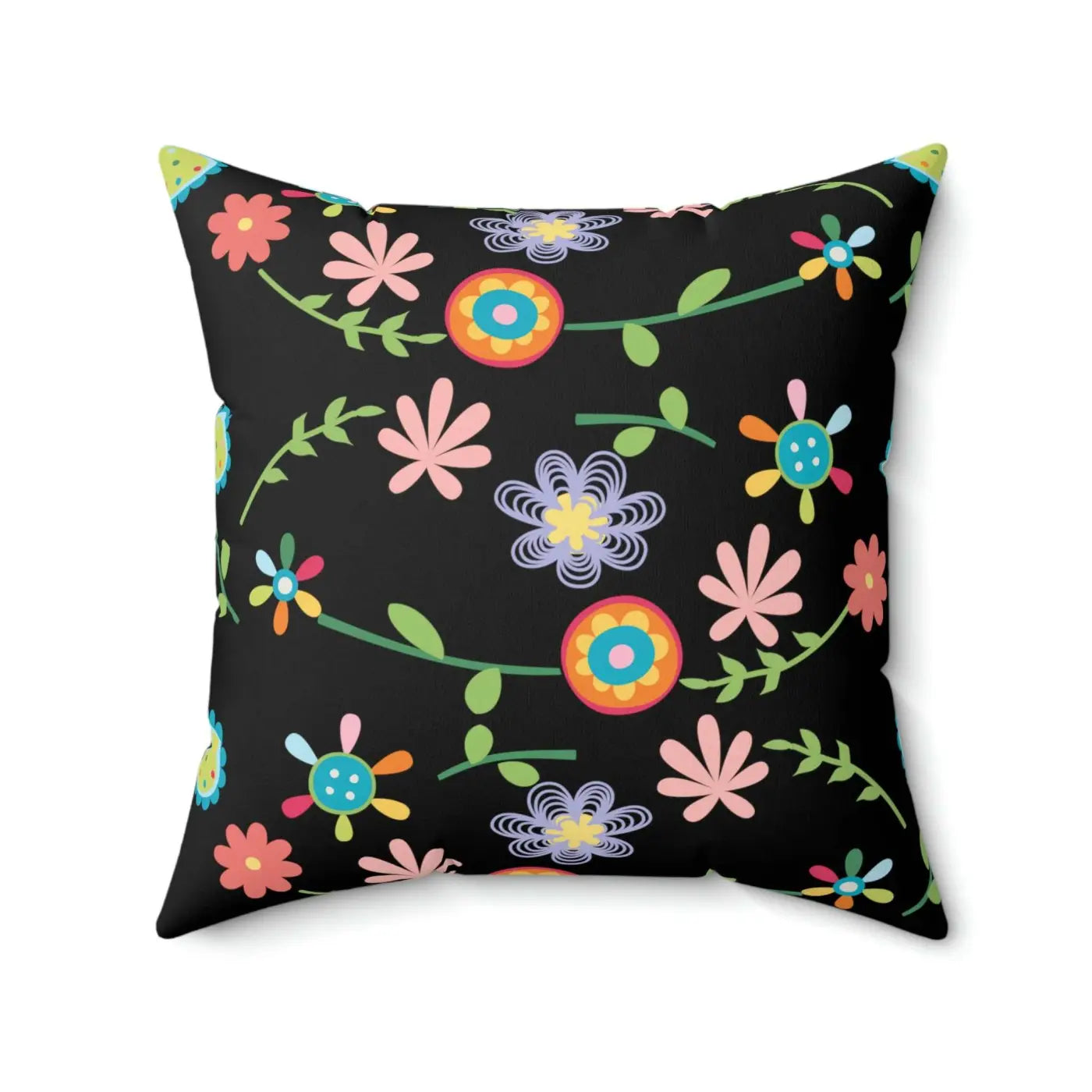 Black Spun Polyester Square Pillow - Bold Comfort Style - DipaliZ
