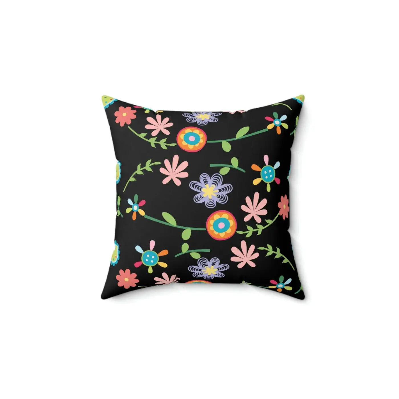 Black Spun Polyester Square Pillow - Bold Comfort Style - DipaliZ