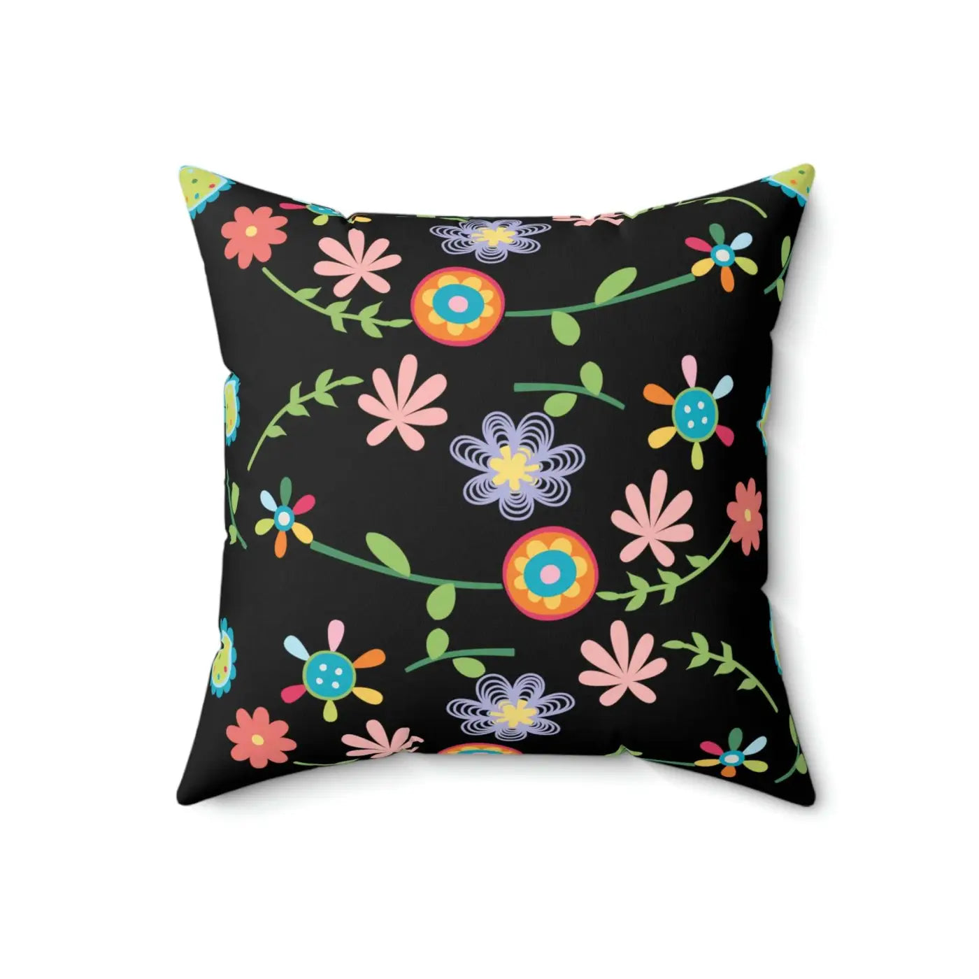 Black Spun Polyester Square Pillow - Bold Comfort Style - DipaliZ