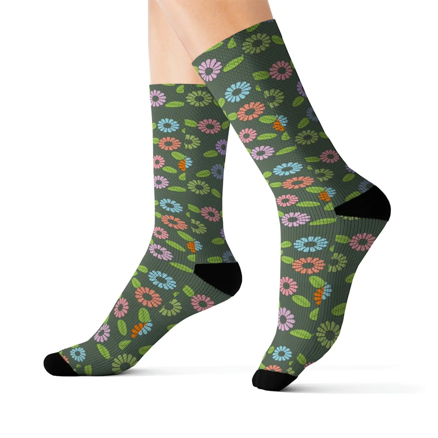 Floral Sublimation Socks - Cozy Chic Women's Style - DipaliZ