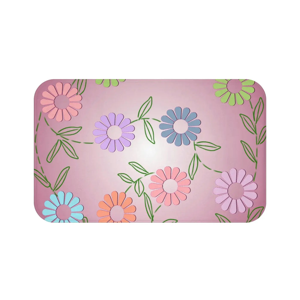Pink Bath Mat - Floral Pattern Comfort Design - DipaliZ