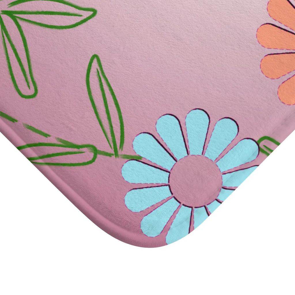 Pink Bath Mat - Floral Pattern Comfort Design - DipaliZ