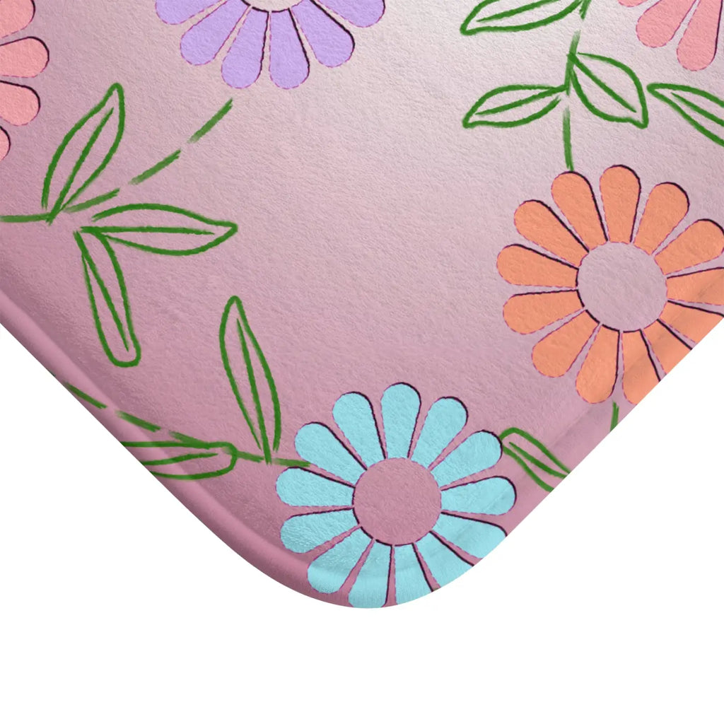 Pink Bath Mat - Floral Pattern Comfort Design - DipaliZ
