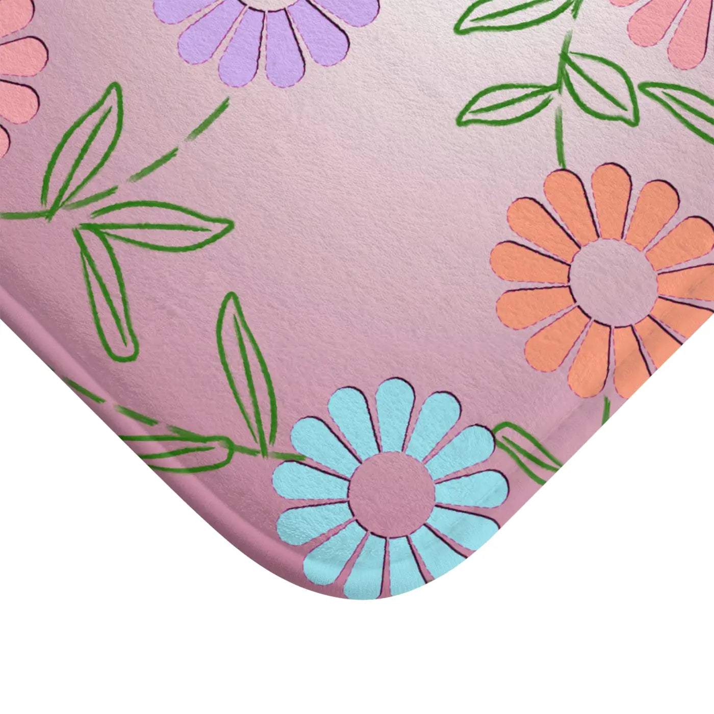 Pink Bath Mat - Floral Pattern Comfort Design - DipaliZ