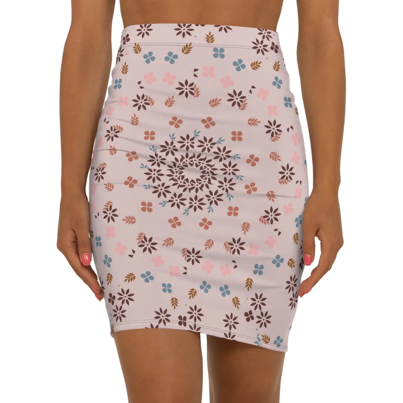 Floral Pattern Mini Skirt - Stretchy Comfort Fit - DipaliZ