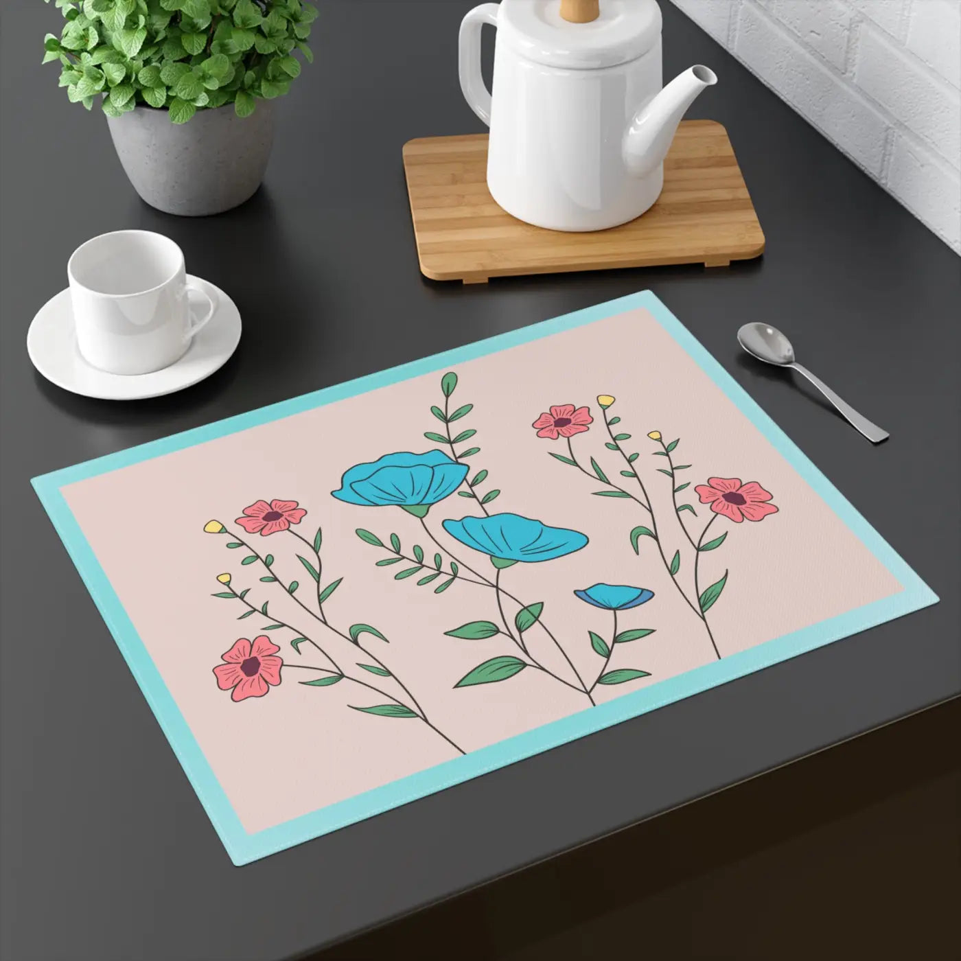 Pink Floral Placemats - Bold Dining Decor - DipaliZ