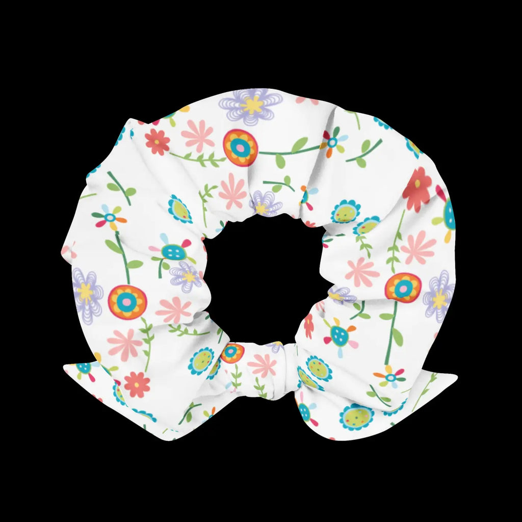 Recycled Scrunchie - Eco Floral One Size Hair Tie - DipaliZ
