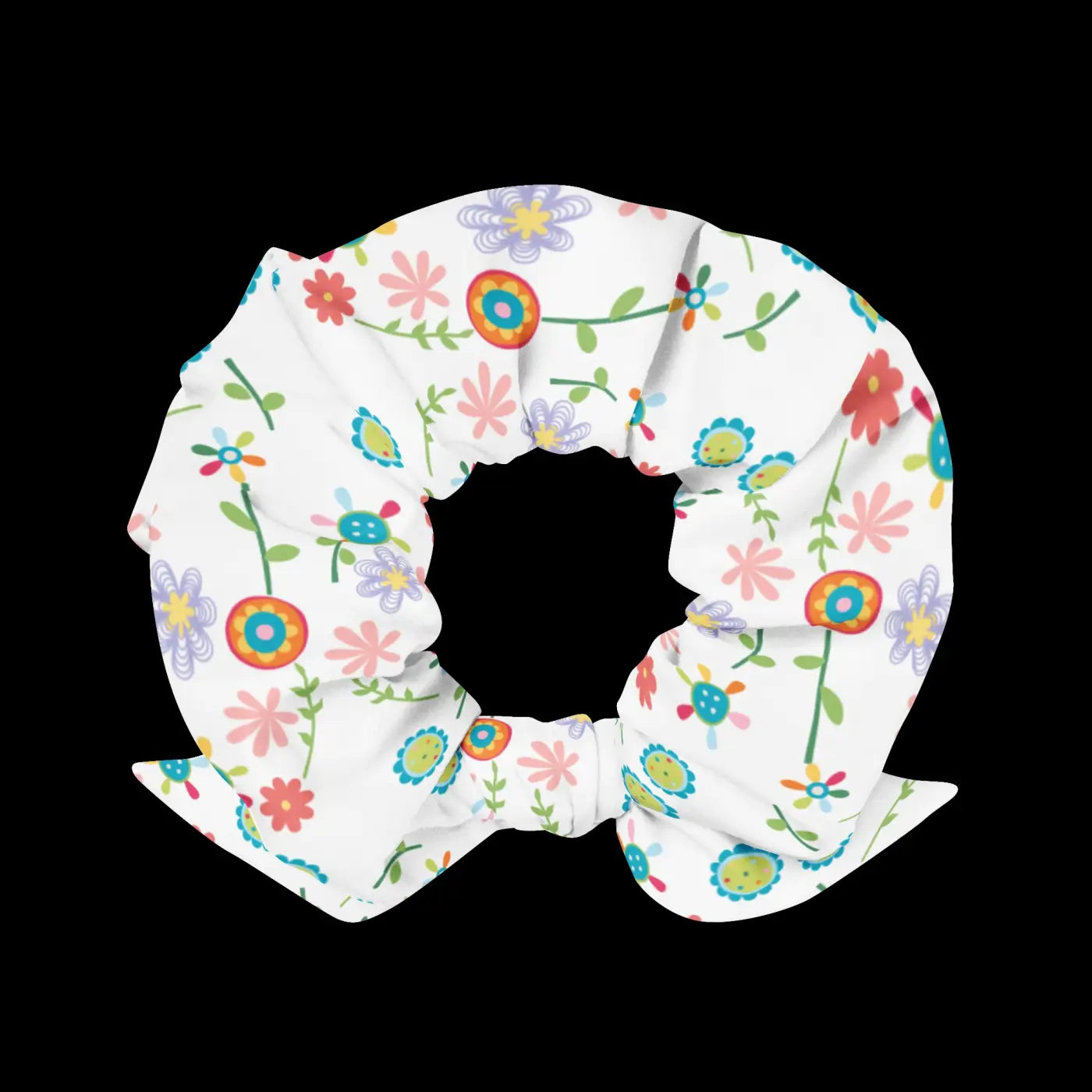 Recycled Scrunchie - Eco Floral One Size Hair Tie - DipaliZ