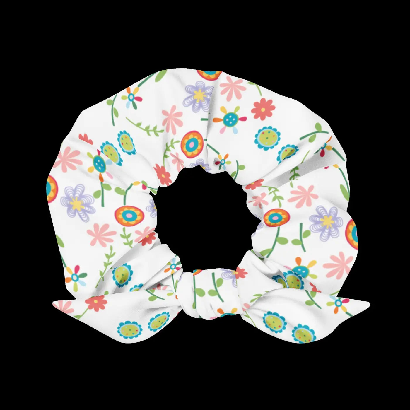 Recycled Scrunchie - Eco Floral One Size Hair Tie - DipaliZ