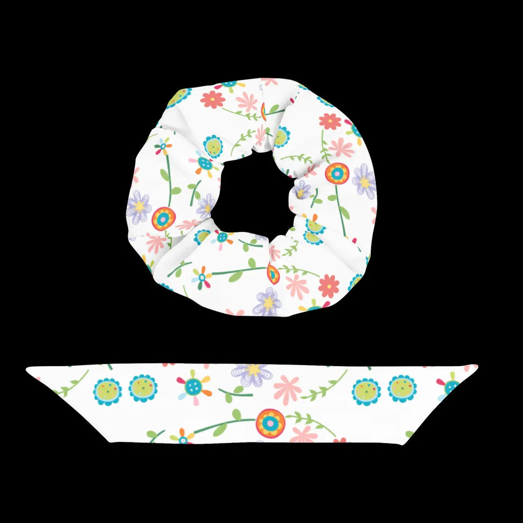 Recycled Scrunchie - Eco Floral One Size Hair Tie - DipaliZ