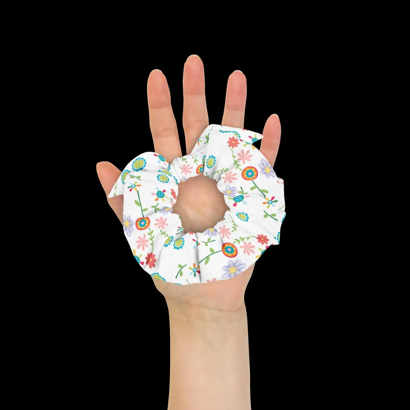 Recycled Scrunchie - Eco Floral One Size Hair Tie - DipaliZ