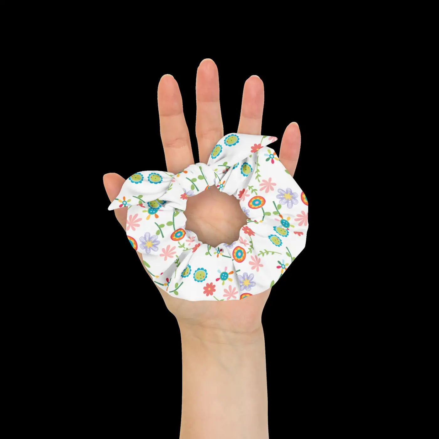 Recycled Scrunchie - Eco Floral One Size Hair Tie - DipaliZ