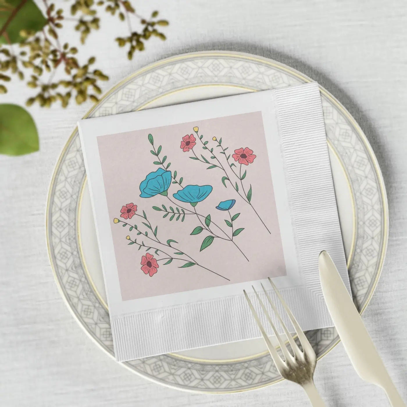 White Coined Napkins - Elegant Table Essentials - DipaliZ