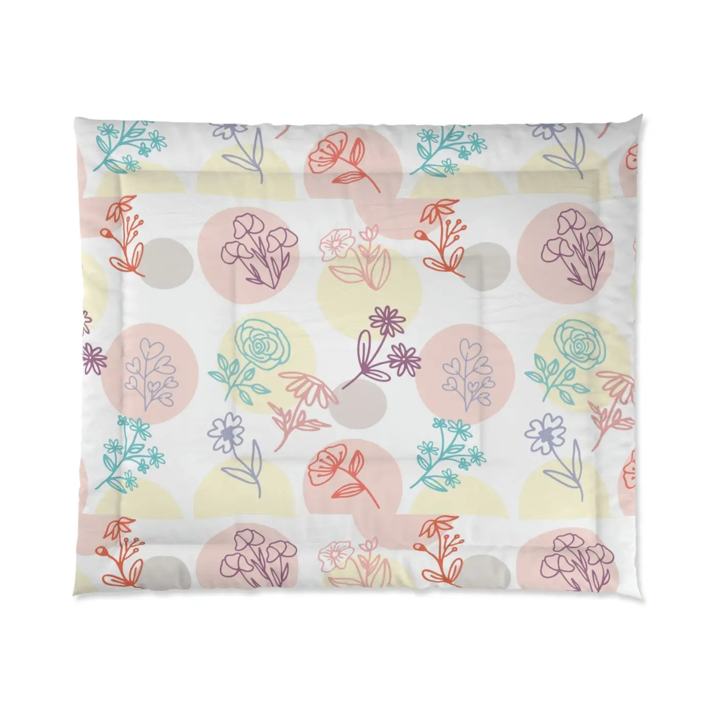 Floral Polyester Comforter - Modern Print Bedding - DipaliZ