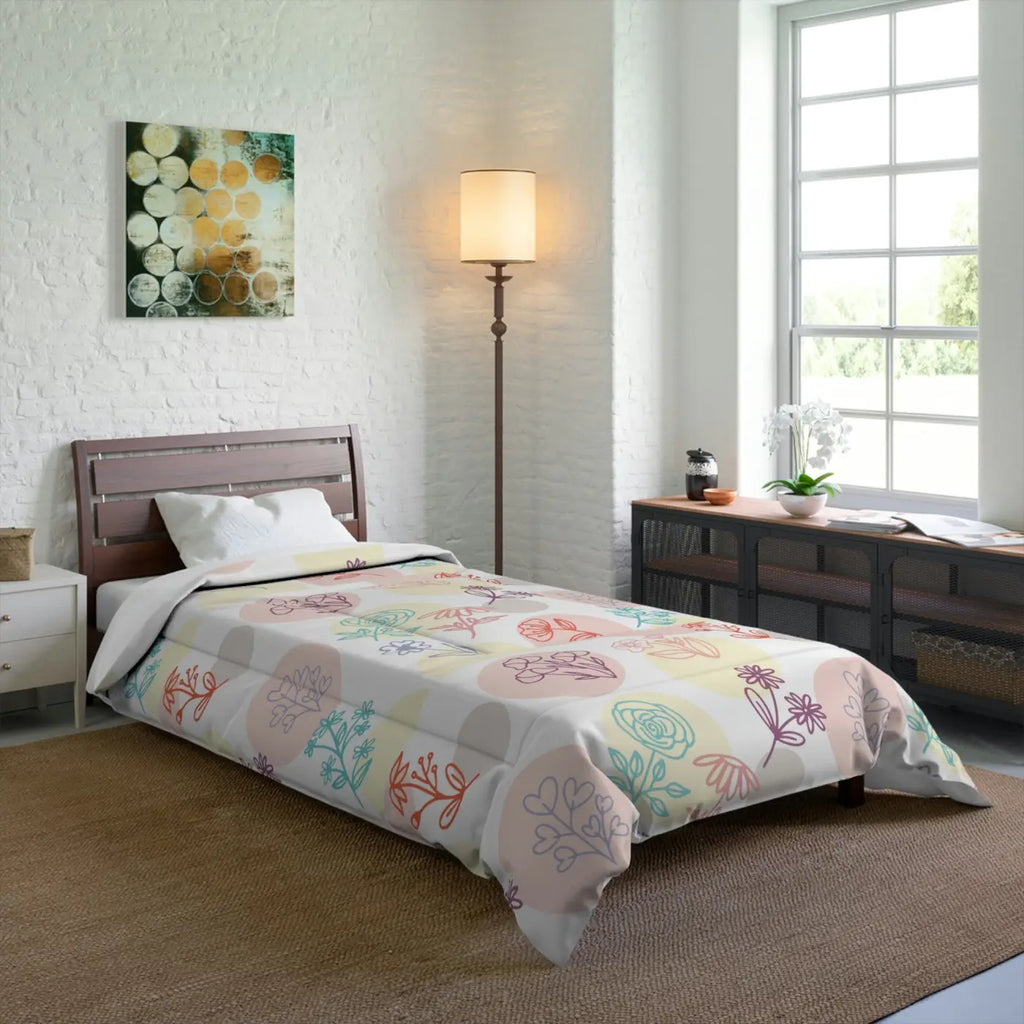 Floral Polyester Comforter - Modern Print Bedding - DipaliZ