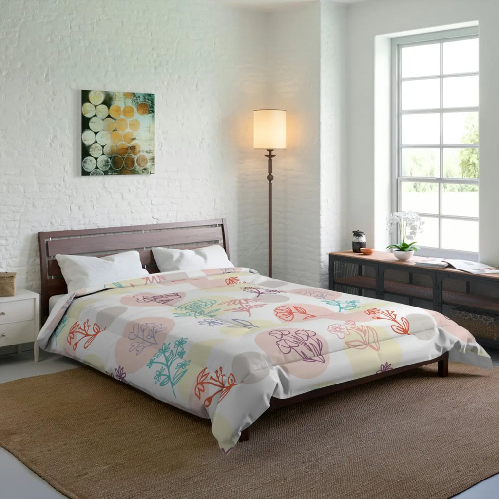 Floral Polyester Comforter - Modern Print Bedding - DipaliZ