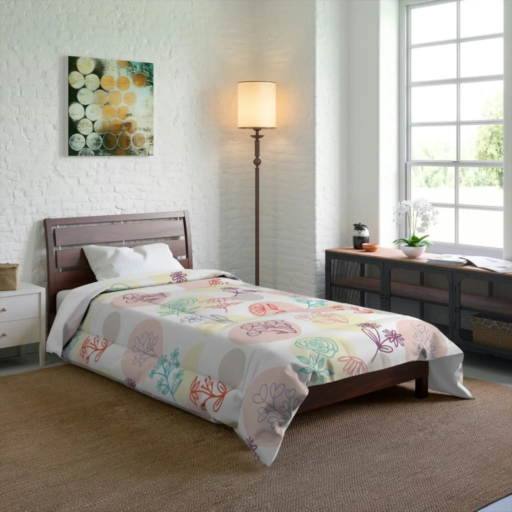 Floral Polyester Comforter - Modern Print Bedding - DipaliZ