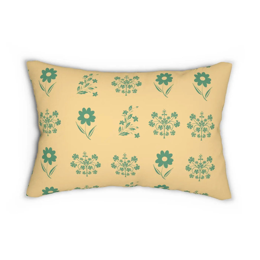Floral Spun Polyester Lumbar Pillow - Yellow Home Decor - DipaliZ