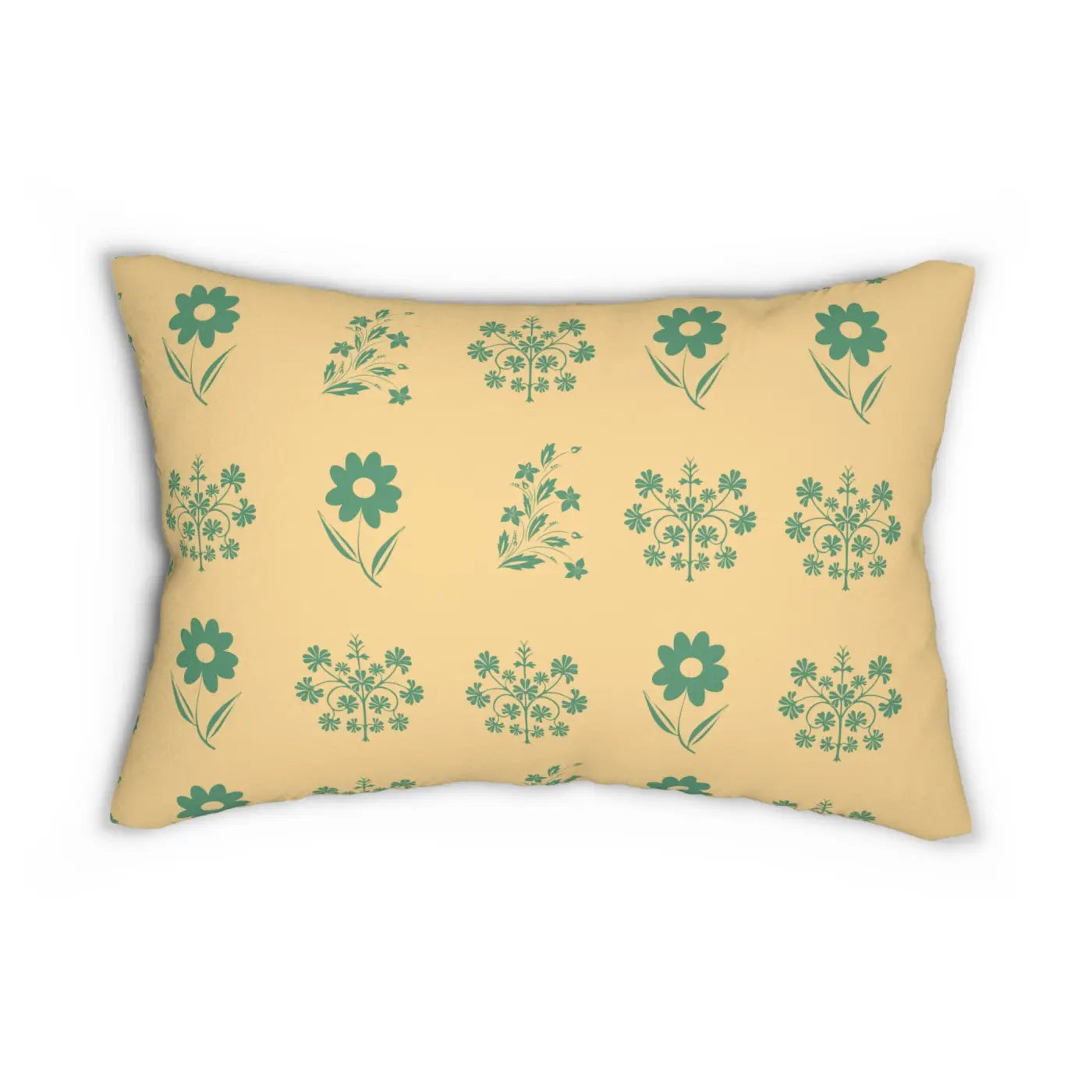 Floral Spun Polyester Lumbar Pillow - Yellow Home Decor - DipaliZ