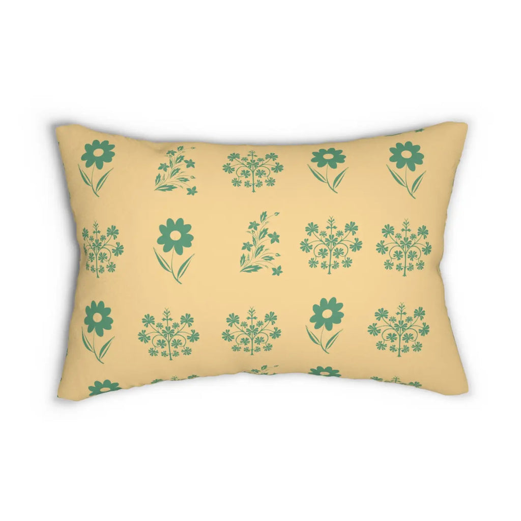 Floral Spun Polyester Lumbar Pillow - Yellow Home Decor - DipaliZ